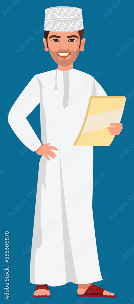 Arab Omani male character, Vector illustration design. Oman businessman Arab Omani male character, Vector illustration design. Oman businessman