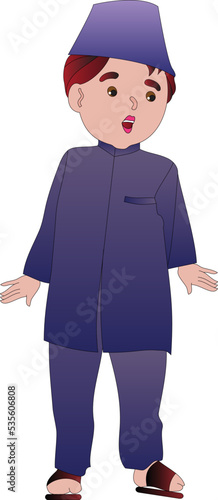 a young Indian Muslim, Male dressed in ethnic Indian dress and smiling 