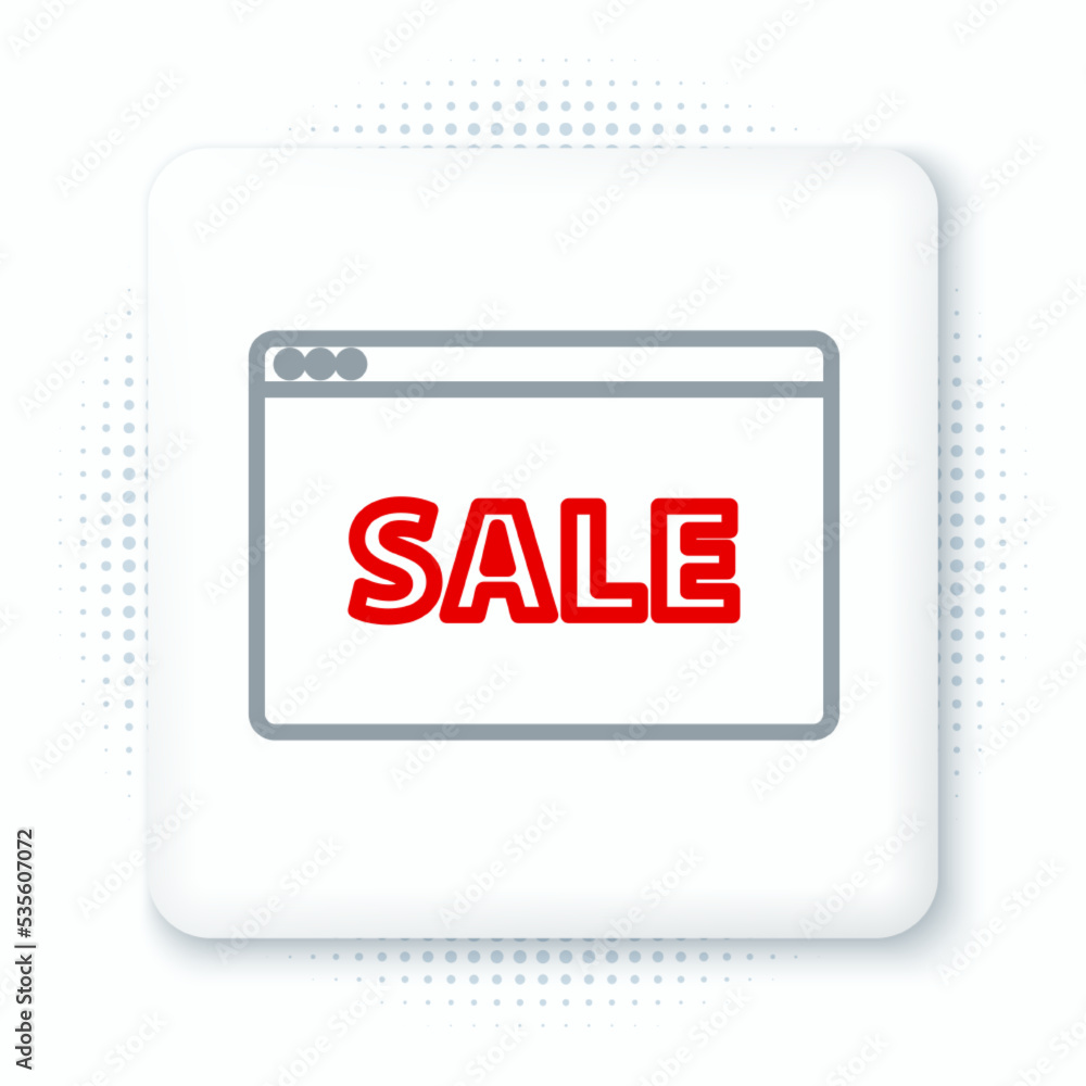 Line Hanging sign with text Online Sale icon isolated on white background. Signboard with text Sale. Colorful outline concept. Vector Line Hanging sign with text Online Sale icon isolated on white background. Signboard with text Sale. Colorful outline concept. Vector