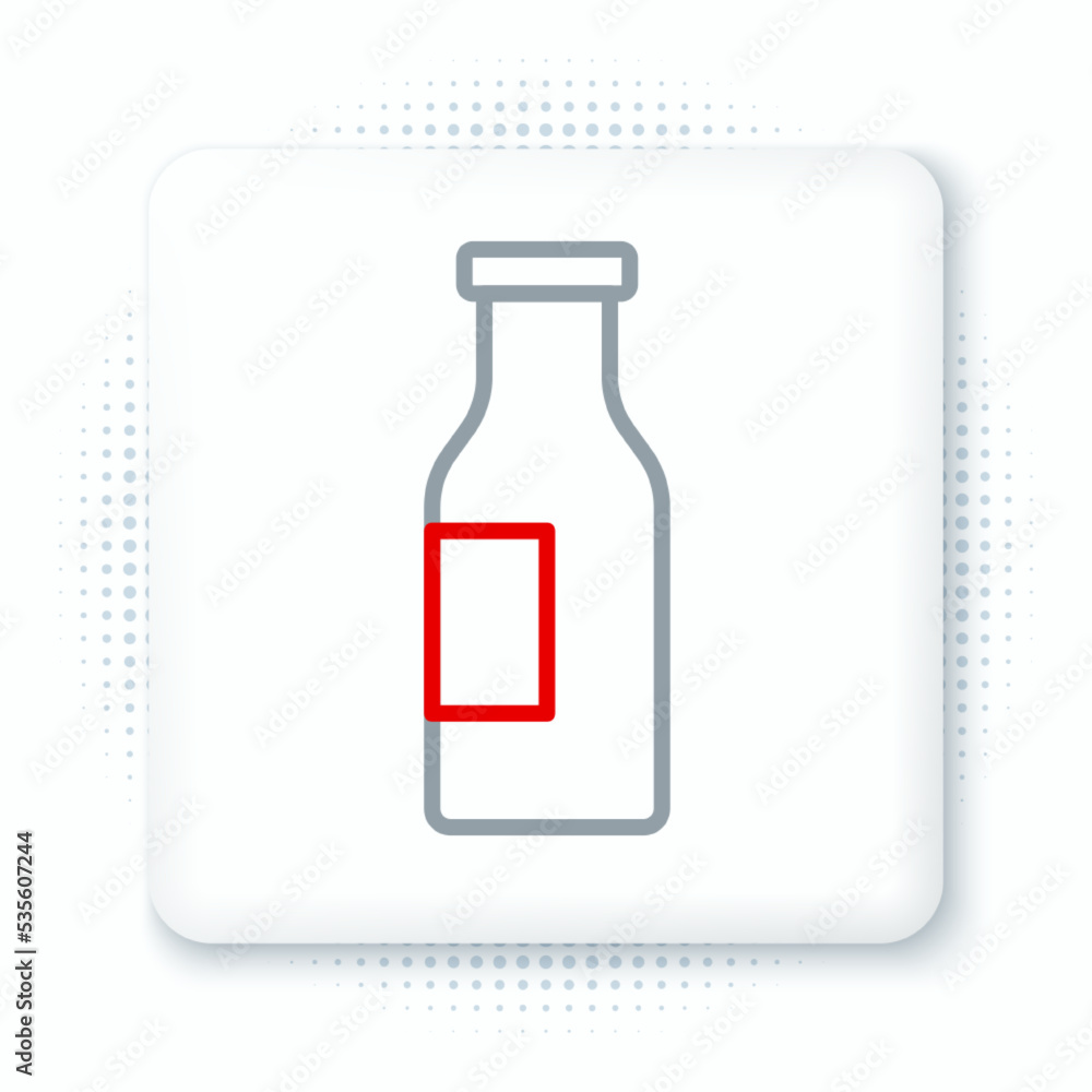 Line Closed glass bottle with milk icon isolated on white background. Colorful outline concept. Vector Line Closed glass bottle with milk icon isolated on white background. Colorful outline concept. Vector