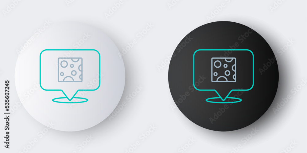 Line Cheese icon isolated on grey background. Colorful outline concept. Vector Line Cheese icon isolated on grey background. Colorful outline concept. Vector