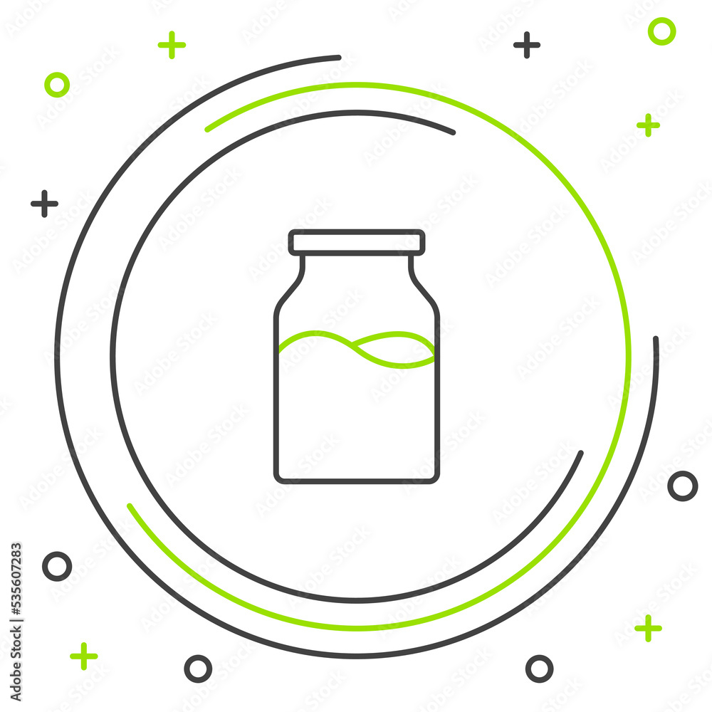 Line Closed glass bottle with milk icon isolated on white background. Colorful outline concept. Vector Line Closed glass bottle with milk icon isolated on white background. Colorful outline concept. Vector