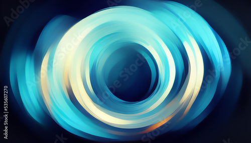 Abstract light circle blur and blue background.