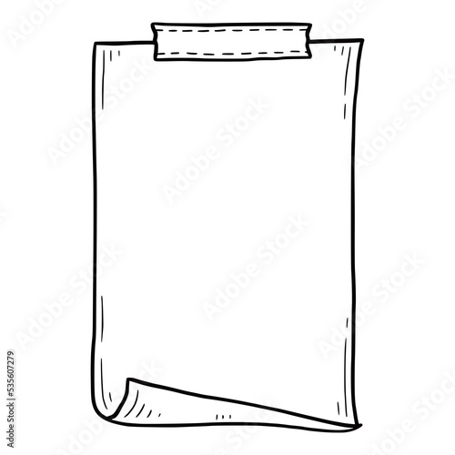 Hand drawn paper memo sticky. Doodle sketch style. Reminder paper sticker for pin notice, text. Vector illustration.