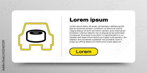 Line Spare wheel in the car icon isolated on white background. Process of replacing the wheel. Storage location of the spare wheel in the trunk. Colorful outline concept. Vector