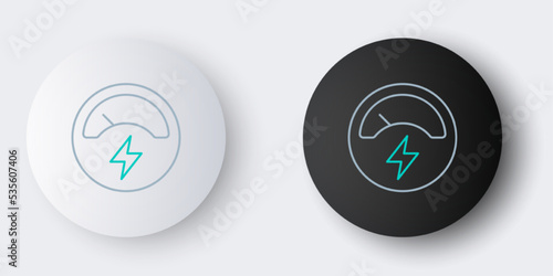 Line Ampere meter, multimeter, voltmeter icon isolated on grey background. Instruments for measurement of electric current. Colorful outline concept. Vector