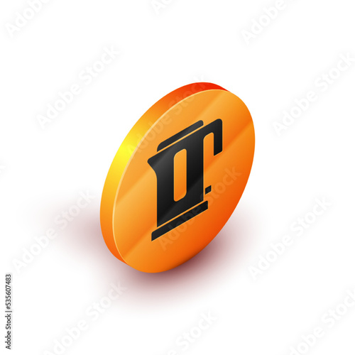 Isometric Electric kettle icon isolated on white background. Teapot icon. Orange circle button. Vector