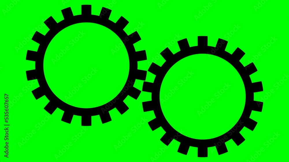 simple animation with black cogwheel on green simple animation with black cogwheel on green