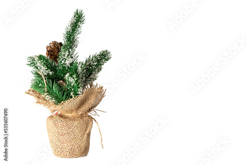 Christmas tree with a cone and snow