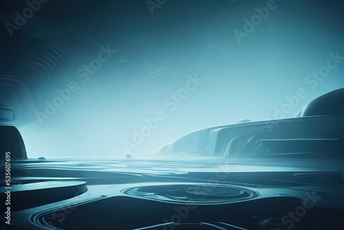 Abstract futuristic sci-fi fantasy science background. Cyberspace environment. 3D illustration. © Bisams