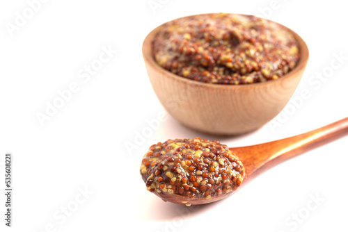 Fresh Whole Grain Mustard on a White Background