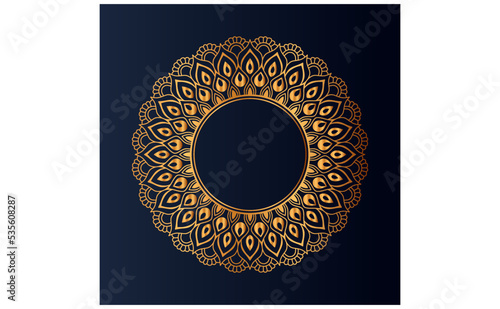 Luxury gold floral mandala arabesque pattern for print, poster, cover, brochure, flyer, Oriental style ornamental round lace ornament