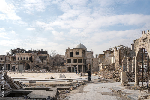 Obraz na płótnie The ruins of Aleppo, Syria w salonie