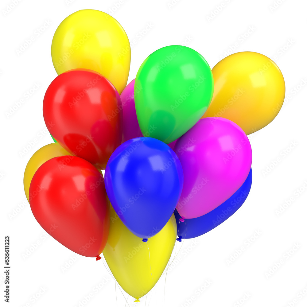 3d rendering illustration of a bunch of colorful balloons 3d rendering illustration of a bunch of colorful balloons
