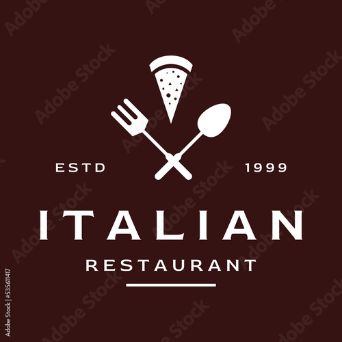 Delicious and delicious Italian food logo creative design .With vintage food utensil sign.Logos for restaurants, cafes, clubs and badges.