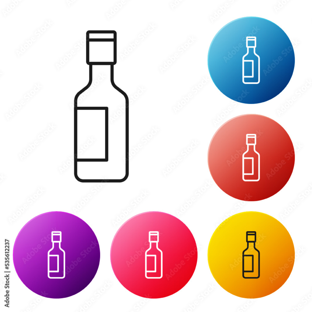 Black line Jewish wine bottle icon isolated on white background. Set icons colorful circle buttons. Vector Black line Jewish wine bottle icon isolated on white background. Set icons colorful circle buttons. Vector