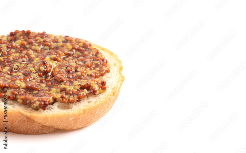 Fresh Whole Grain Mustard on a White Background Fresh Whole Grain Mustard on a White Background
