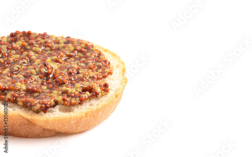 Fresh Whole Grain Mustard on a White Background