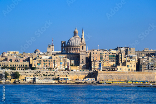 View of Valletta, capital of Malta from the town of Sliema