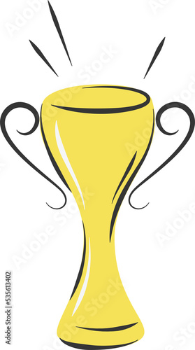 Trophy cup, award, first place medal.