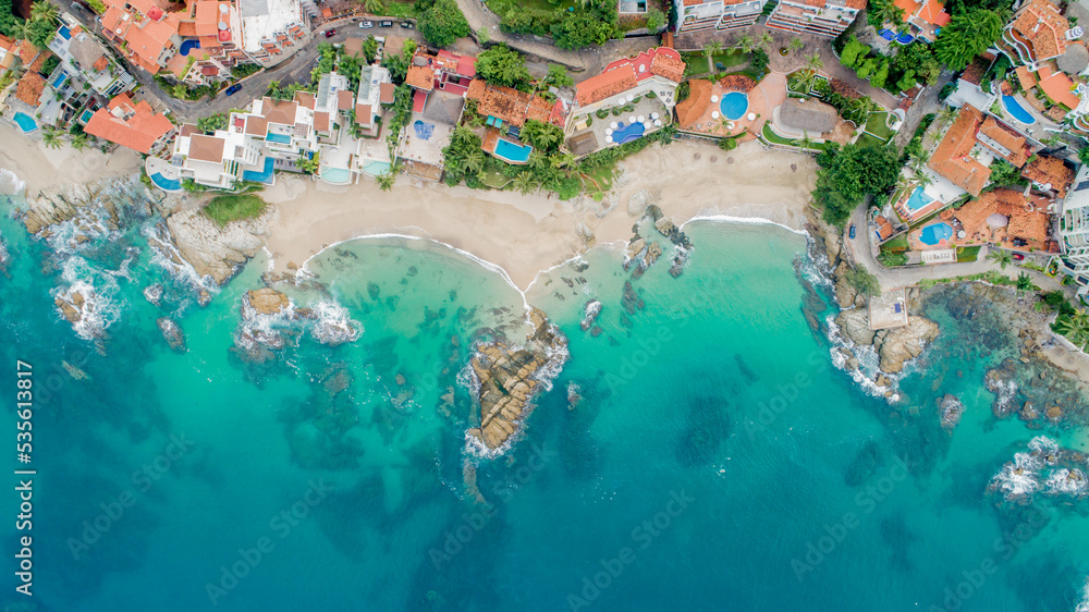 Cenital Angle of Conchas Chinas Beach in Puerto Vallarta, Mexico