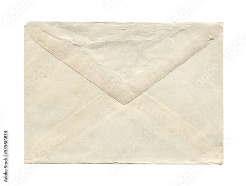 old vintage aged closed paper envelope isolated on white