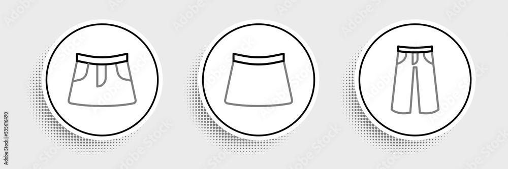 Set line Pants, Skirt and icon. Vector Set line Pants, Skirt and icon. Vector