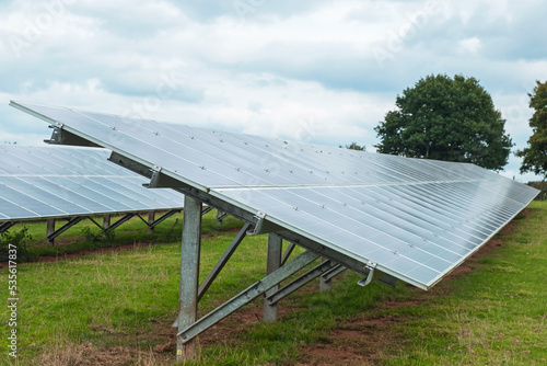 Solar panels on farmland in East Devon in UK