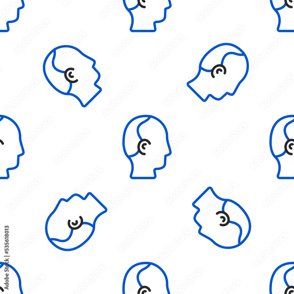 Line Baldness icon isolated seamless pattern on white background. Alopecia. Colorful outline concept. Vector