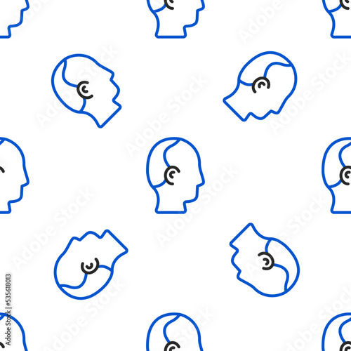 Line Baldness icon isolated seamless pattern on white background. Alopecia. Colorful outline concept. Vector