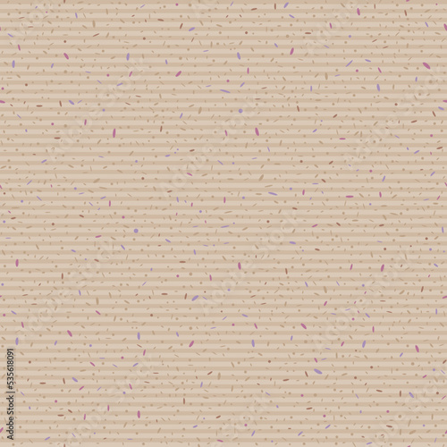 Craft paper. Seamless beige texture with stripes and colored particles. Vector image. Background  stripes and multi-colored spots on separate layers.