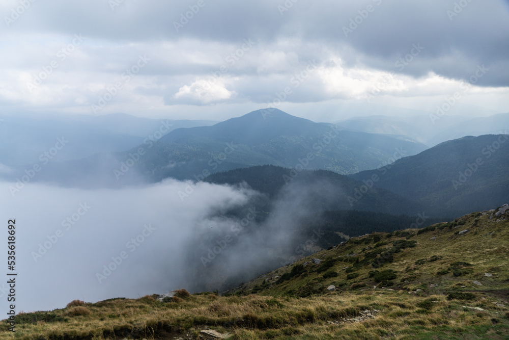 Foggy day in the autumn mountains Foggy day in the autumn mountains