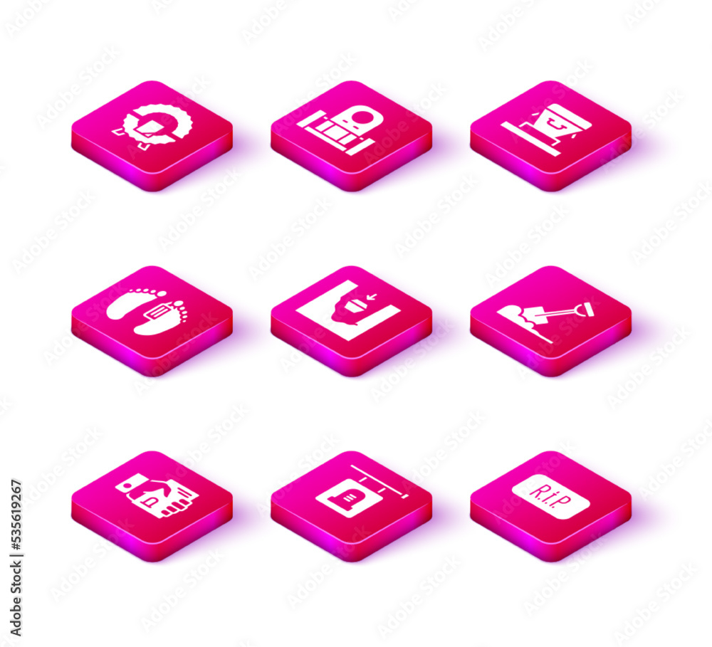 Set Death certificate in hand, Signboard tombstone, Dead body, Coffin grave, Speech bubble rip death, Shovel the ground, and Grave with icon. Vector Set Death certificate in hand, Signboard tombstone, Dead body, Coffin grave, Speech bubble rip death, Shovel the ground, and Grave with icon. Vector
