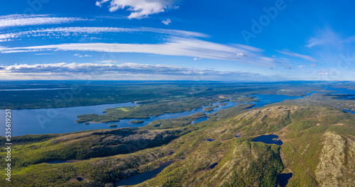 View from Mount Kalkupä to Lake Kaskama and the Paz/Patsojoki River. Reserve Pasvik. Russia. Murmansk region photo