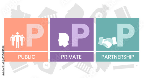 PPP - Public-private partnership acronym. business concept background. vector illustration concept with keywords and icons. lettering illustration with icons for web banner, flyer, landing page