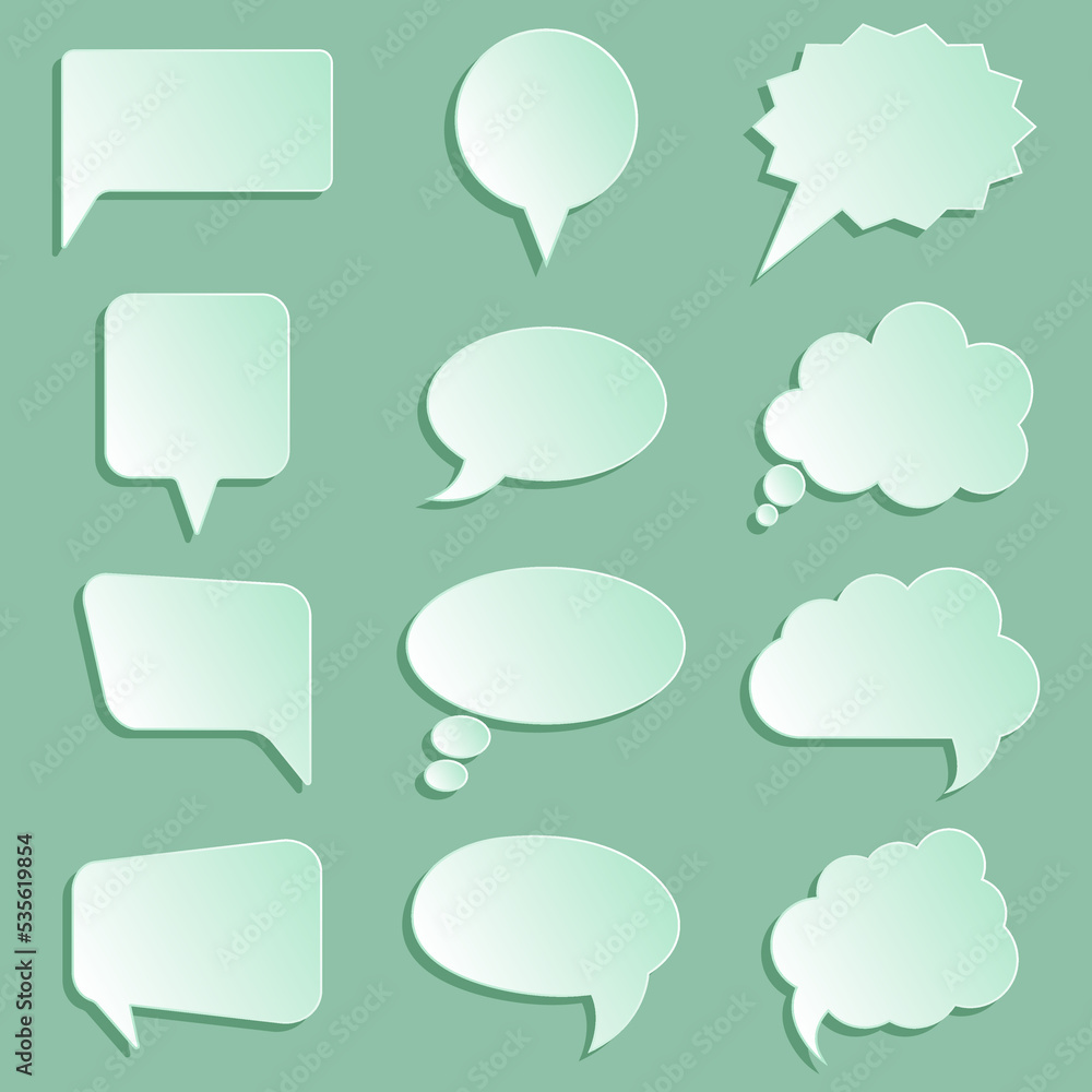Set of Paper Communication Speech Bubbles