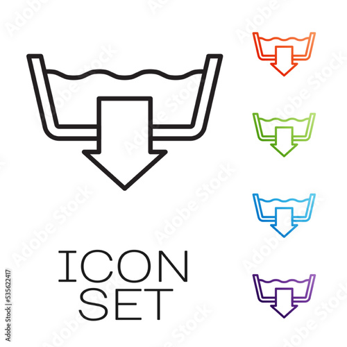 Black line Washing modes icon isolated on white background. Temperature wash. Set icons colorful. Vector