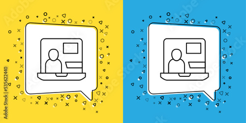 Set line World news icon isolated on yellow and blue background. Breaking news, world news tv. Vector