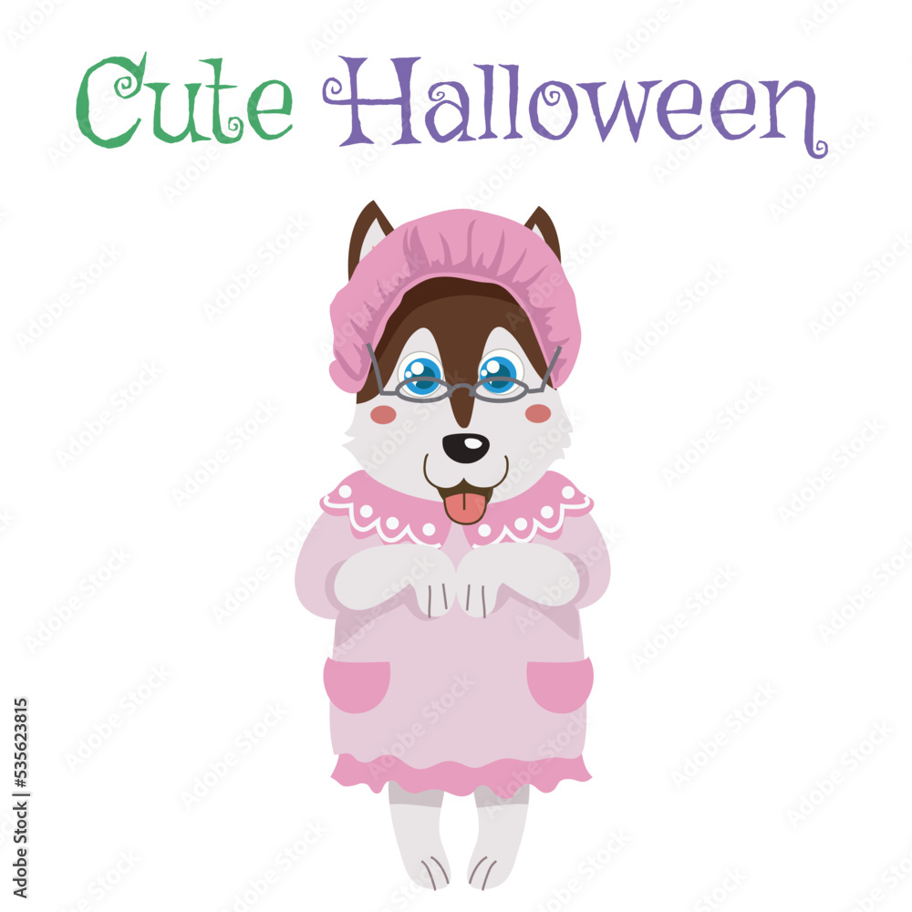 simple designed flashcard for toddlers. flashcard activity kit for children puppy in halloween customes. halloween edition flashcard. cute style vector. 