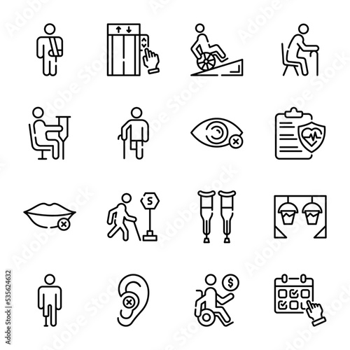 Collection of Disability Outline Icons 
