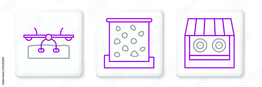 Set line Shooting gallery, Seesaw and Climbing wall icon. Vector Set line Shooting gallery, Seesaw and Climbing wall icon. Vector