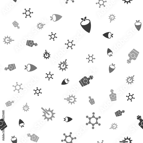 Set Cowboy bandana, Hexagram sheriff, Tequila bottle and Spur on seamless pattern. Vector