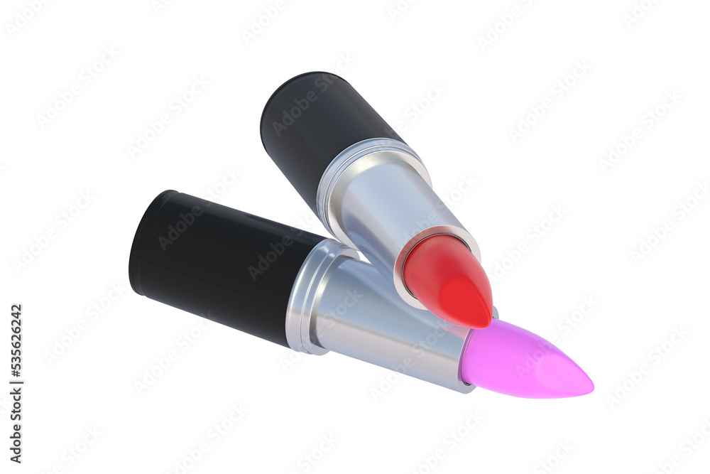 Modern lipsticks isolated on white background. 3d render Modern lipsticks isolated on white background. 3d render