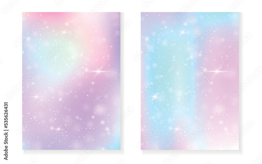 Unicorn background with kawaii magic gradient. Princess rainbow hologram. Unicorn background with kawaii magic gradient. Princess rainbow hologram.