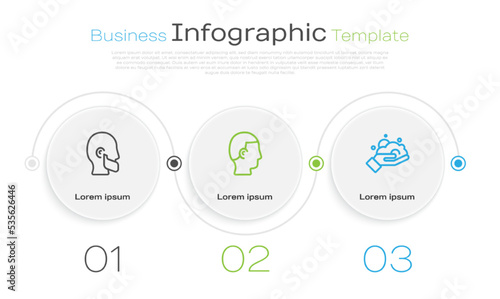Set line Mustache and beard, Hairstyle for men and Shaving foam on hand. Business infographic template. Vector