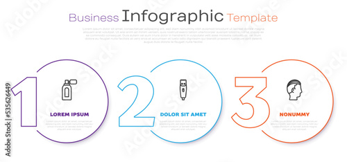 Set line Aftershave with atomizer, Hair clipper and Hairstyle for men. Business infographic template. Vector