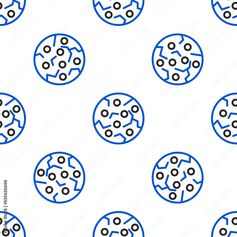 Line Cookie or biscuit with chocolate icon isolated seamless pattern on white background. Colorful outline concept. Vector Line Cookie or biscuit with chocolate icon isolated seamless pattern on white background. Colorful outline concept. Vector