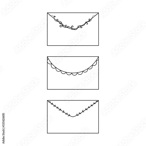 Envelopes. Black and white envelopes icon.