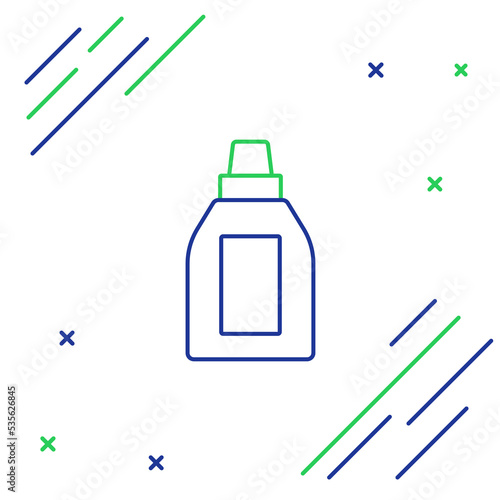 Line Plastic bottle for laundry detergent, bleach, dishwashing liquid or another cleaning agent icon isolated on white background. Colorful outline concept. Vector