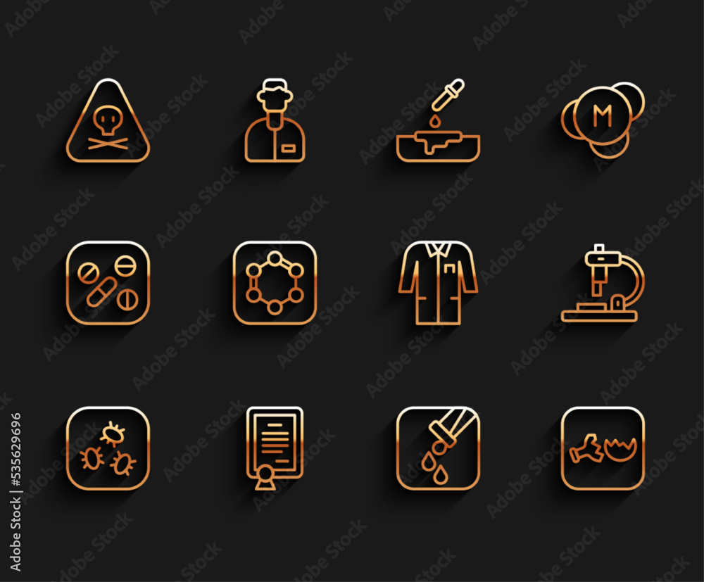 Set line Bacteria, Certificate template, Triangle warning toxic, Test ...